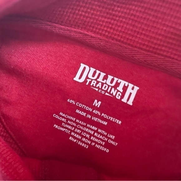 Duluth Mens Burley Thermal Button Mock Neck Shirt Red - Picture 3 of 5